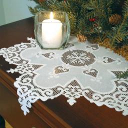 Heritage Lace Snowflake 18 in. White Round Lace Doily Charger, Set of 2 thumbnail 3