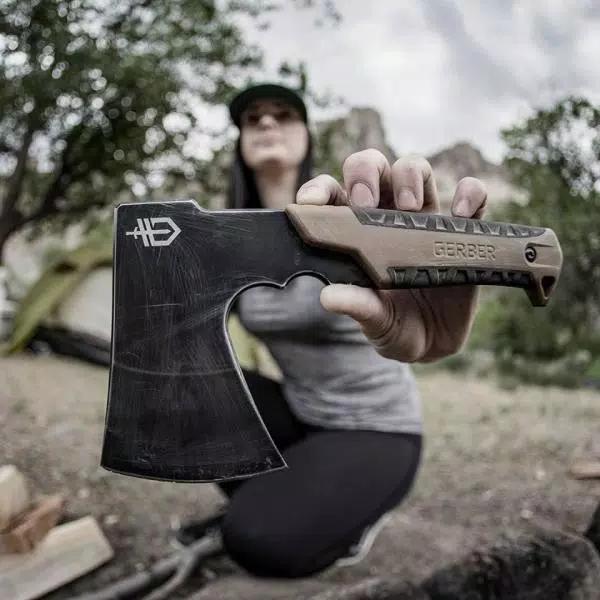 Gerber Pack Hatchet Fixed Blade Camping Axe with Rubber Grip and Nylon Sheath