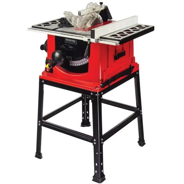 General International 10 in. Table Saw with Heavy Duty Steel Stand, 13 Amp High-Torque Motor