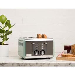 Haden Cotswold 4-Slice Wide Slot Retro Toaster, 1500W, Sage Green thumbnail 2