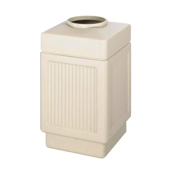 Safco 38 Gal. Pentagon Shape Indoor/Outdoor Polyethylene Waste Receptacle, Tan