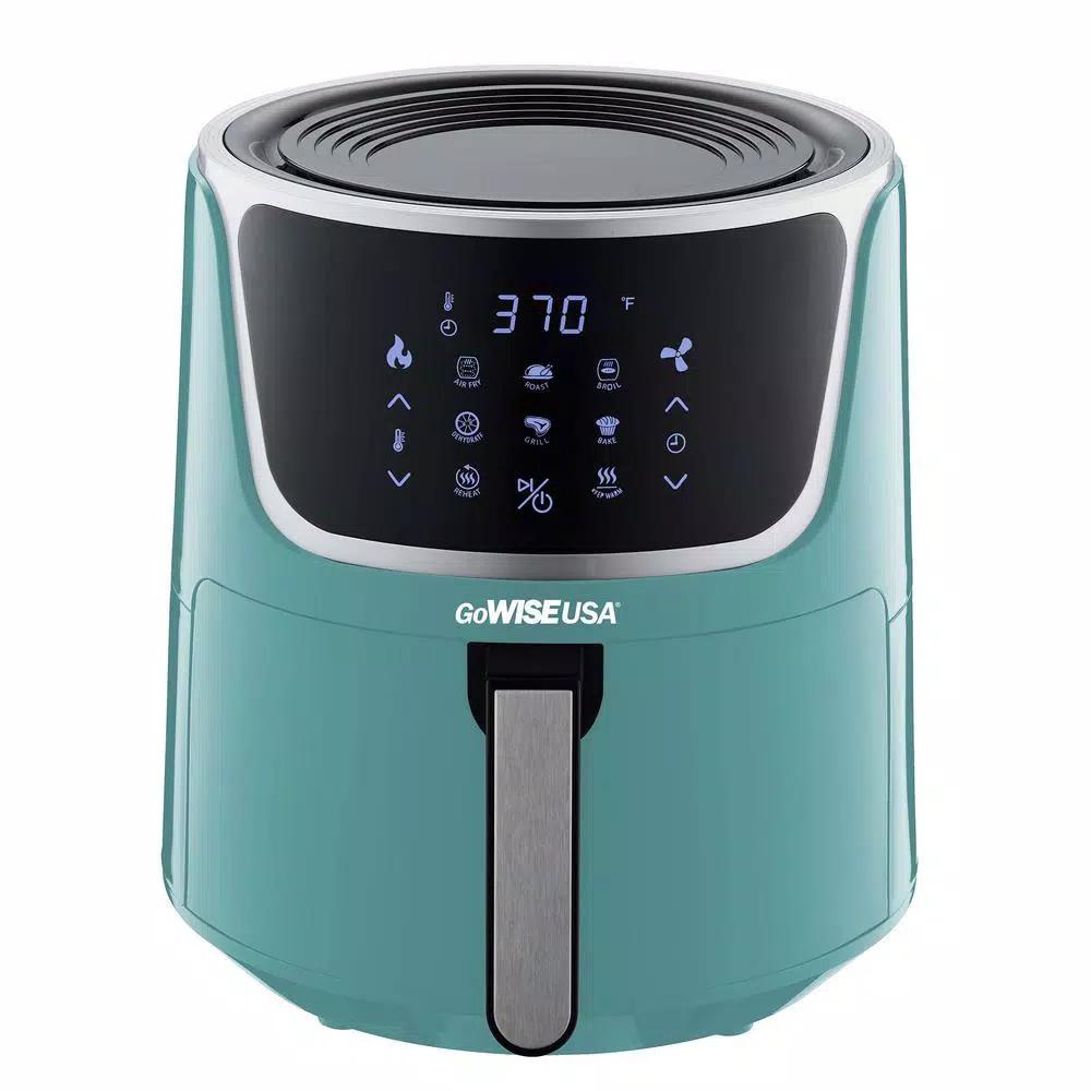 GoWISE USA 7 Qt. Digital Air Fryer with Dehydrator, 8-in-1 Functions and 3 Stackable Racks, Mint