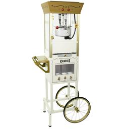 Nostalgia 600W 8 oz. Ivory Popcorn Machine with Cart and Candy Dispenser thumbnail 1