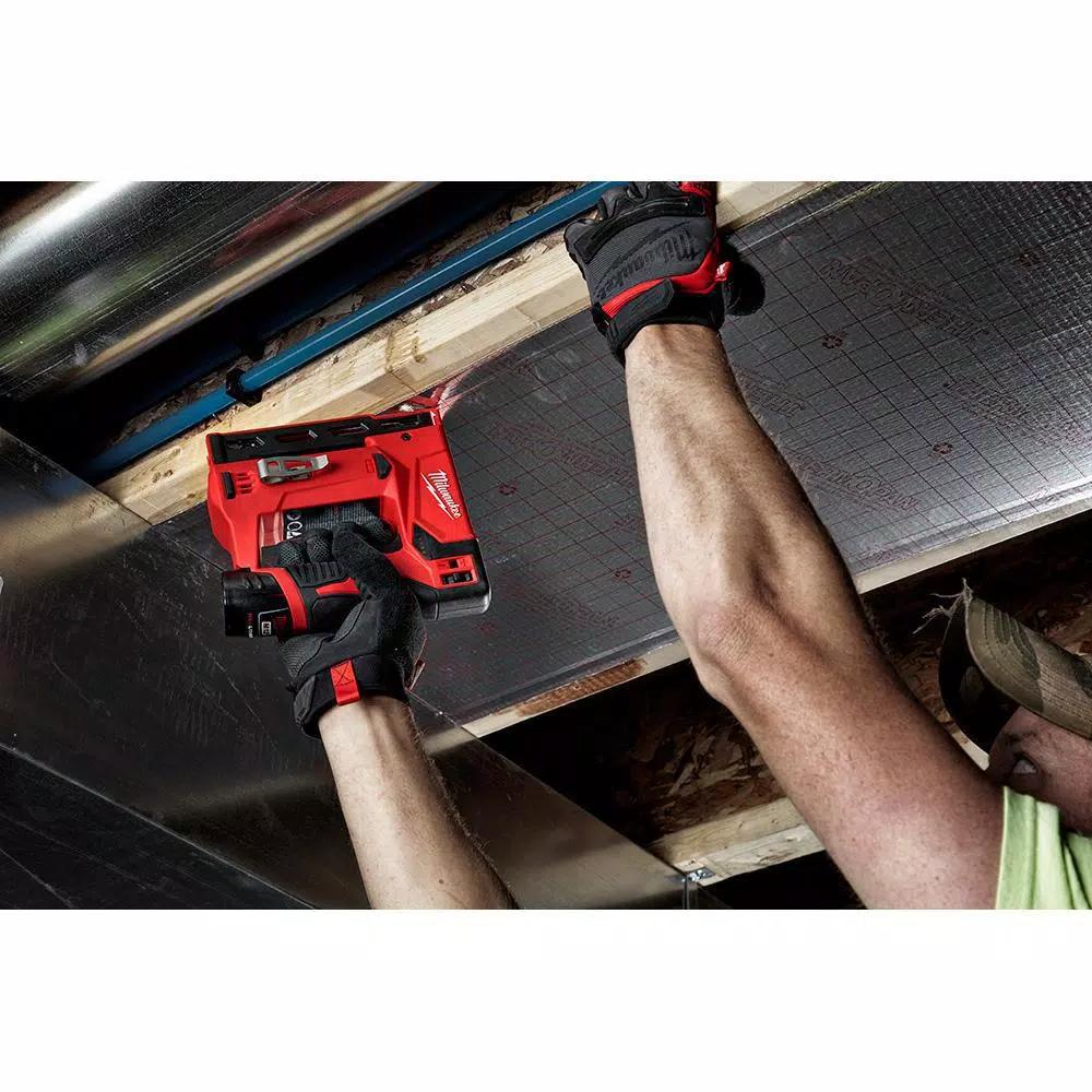 Milwaukee M12 12V Lithium-Ion Cordless Jig Saw and 3/8 in. Crown Stapler Combo Kit with (2) 3.0 Ah Batteries