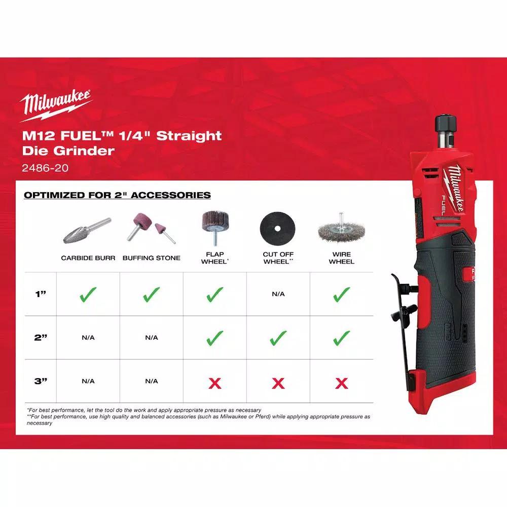 Milwaukee M12 FUEL 12V Brushless Cordless 1/4 in. Straight Die Grinder (Tool-Only)