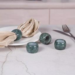Creative Home Natural Green Marble Napkin Ring Holder Set, Set of 4 for Fine Dining and Weddings thumbnail 2