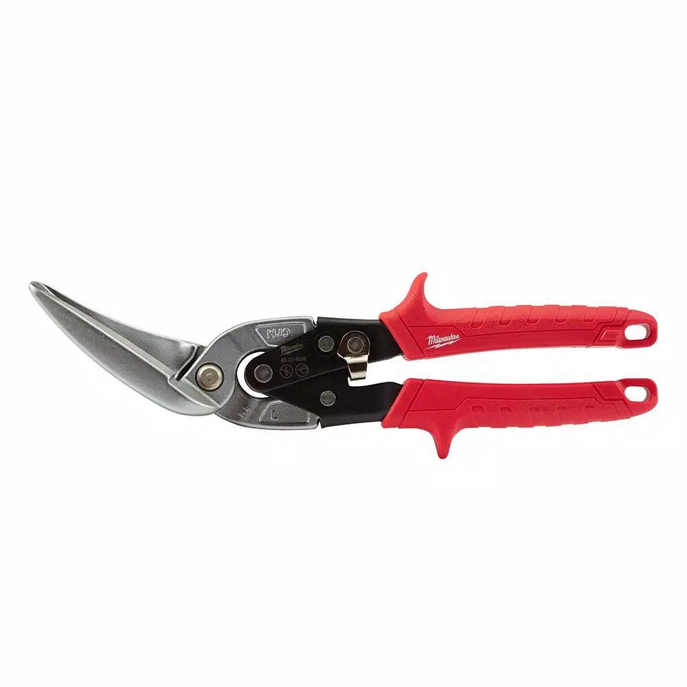 Milwaukee 11 in. Left-Cut Offset Aviation Snips with Forged Serrated Blades