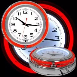 Trademark Red Double Ring Neon Wall Clock - 14 in. Retro Chrome Finish thumbnail 2
