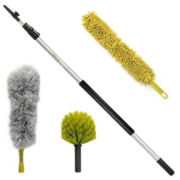 DocaPole High Reach Dusting Kit with 5-12 ft. Extension Pole, Cobweb, Feather & Ceiling Fan Dusters