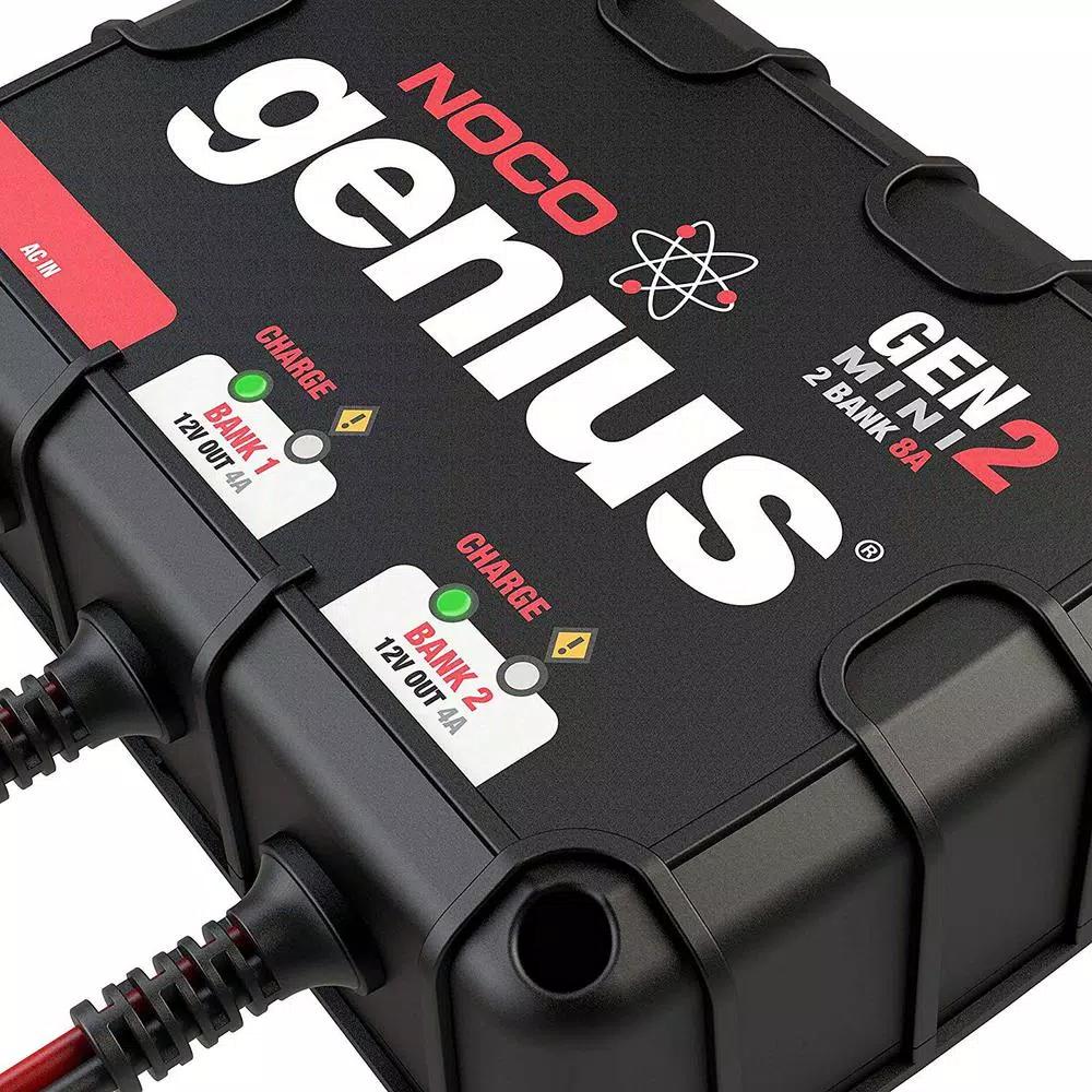 NOCO Genius GENM2 8 Amp 2-Bank On-Board Battery Charger for 12V Lead Acid Batteries