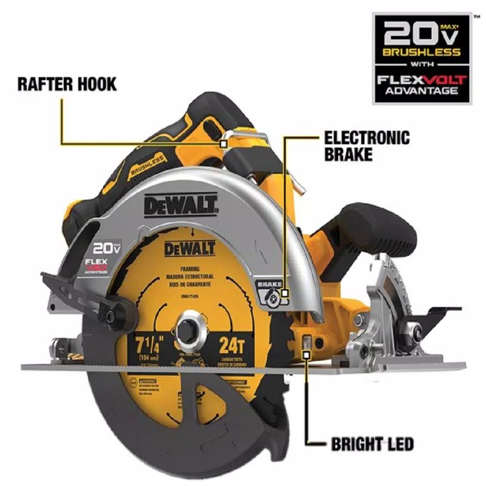 DEWALT 20V MAX Brushless 7-1/4 in. Circular Saw Kit with FLEXVOLT Advantage and (1) 6.0Ah FLEXVOLT Battery