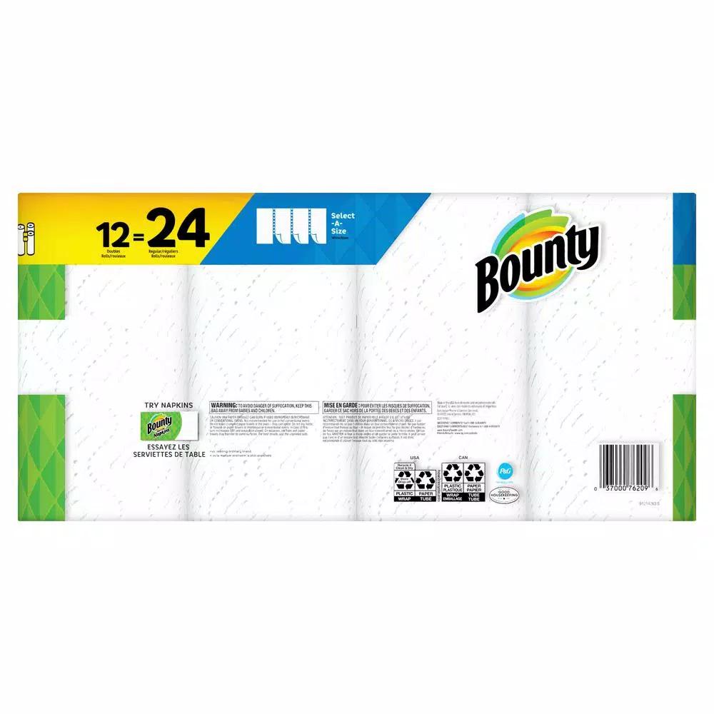 Bounty Select-A-Size White Paper Towels, 12 Double Rolls
