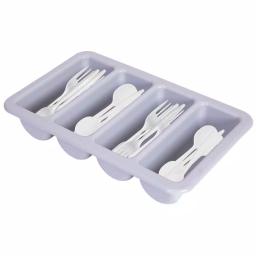 Basicwise Gray Plastic 4-Compartment Commercial Cutlery Holder, Drawer Organizer (Set of 10) thumbnail 2