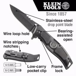 Klein Tools Electrician's Pocket Knife with Stainless Steel Drop Point Blade thumbnail 2