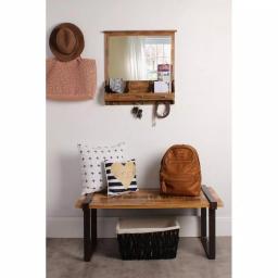 Kate and Laurel Stallard Rustic Brown Multi-Function Wall Mirror Memo Board with Hooks and Pockets thumbnail 4