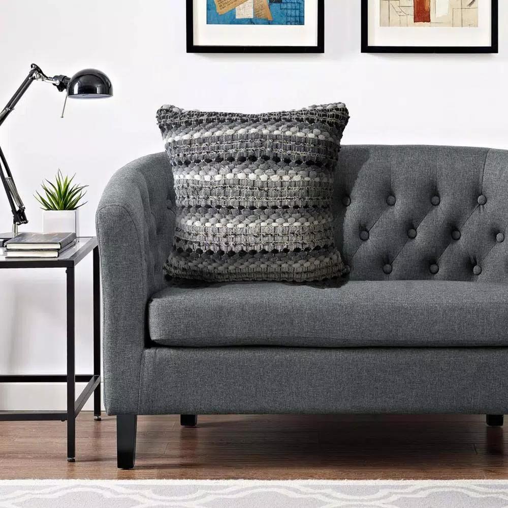 LR Resources Nia Black and Grey Striped Hypoallergenic Throw Pillow, 18 x 18 in.