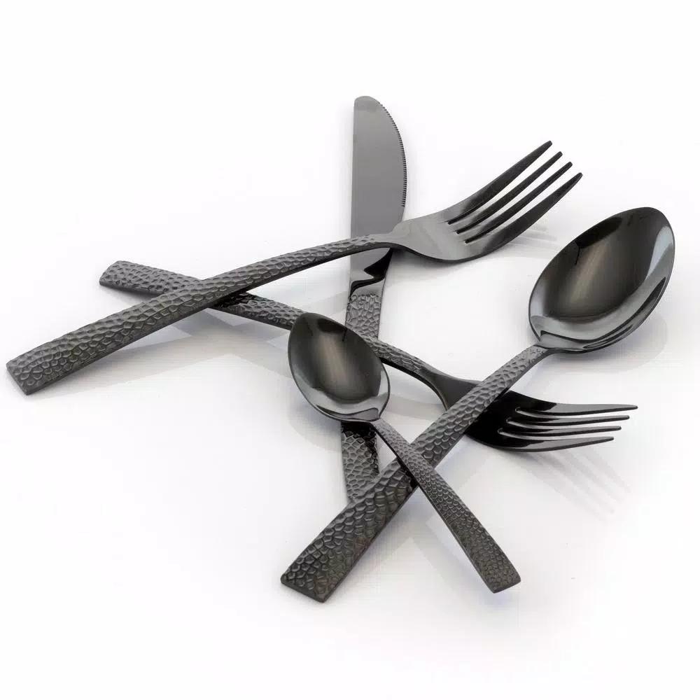 MegaChef Baily 20-Piece Black Stainless Steel Flatware Set, Service for 4