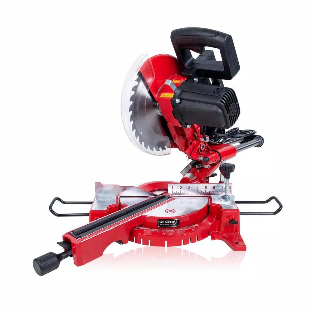 General International 10 in. 15 Amp Sliding Compound Miter Saw with Heavy-Duty Miter Saw Stand Bundle