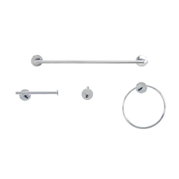 Italia Venezia 4-Piece Chrome Bathroom Hardware Set - Stainless Steel