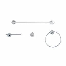Italia Venezia 4-Piece Chrome Bathroom Hardware Set - Stainless Steel thumbnail 1