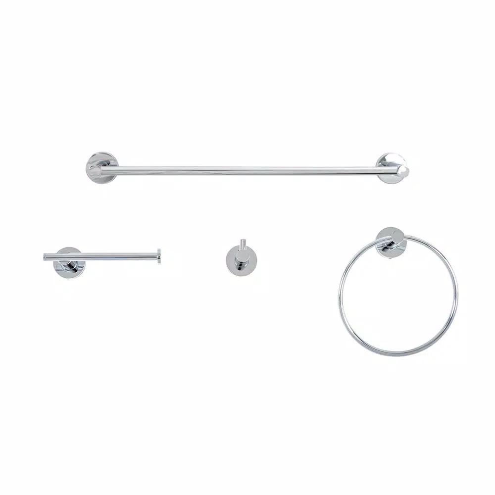 Italia Venezia 4-Piece Chrome Bathroom Hardware Set - Stainless Steel