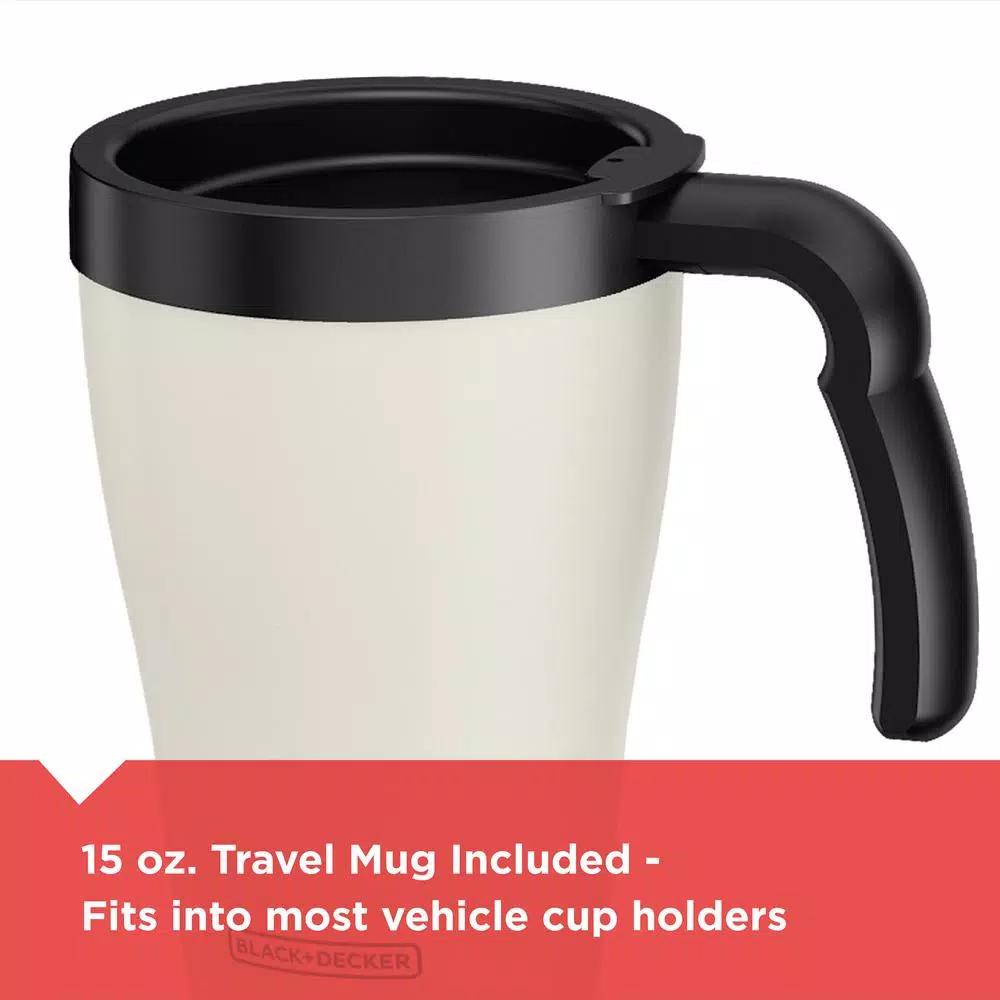 BLACK+DECKER Brew'n Go Single Serve Coffee Maker with 15 oz. Thermal Travel Mug, Black