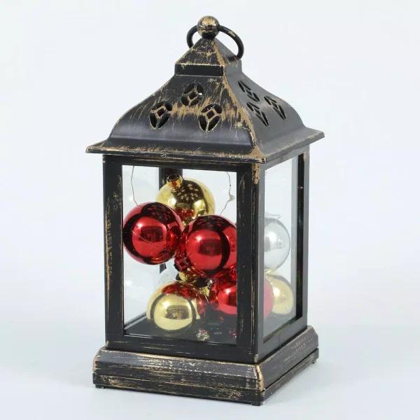 Winsome House 10-Light RGB Color Changing LED Square Holiday Lantern with Christmas Ornaments