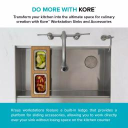 Kraus Workstation Kitchen Sink Bamboo Serving Board Set with 2 Stainless Steel Prep Bowls thumbnail 6