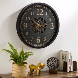 Glitzhome 22.83 in. Oversized Metal Wall Clock with Moving Gears and Roman Numerals thumbnail 9