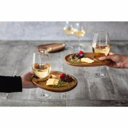 Picnic Time Acacia Wood Wine & Appetizer Plates with Glass Notch - Set of 4 thumbnail 7