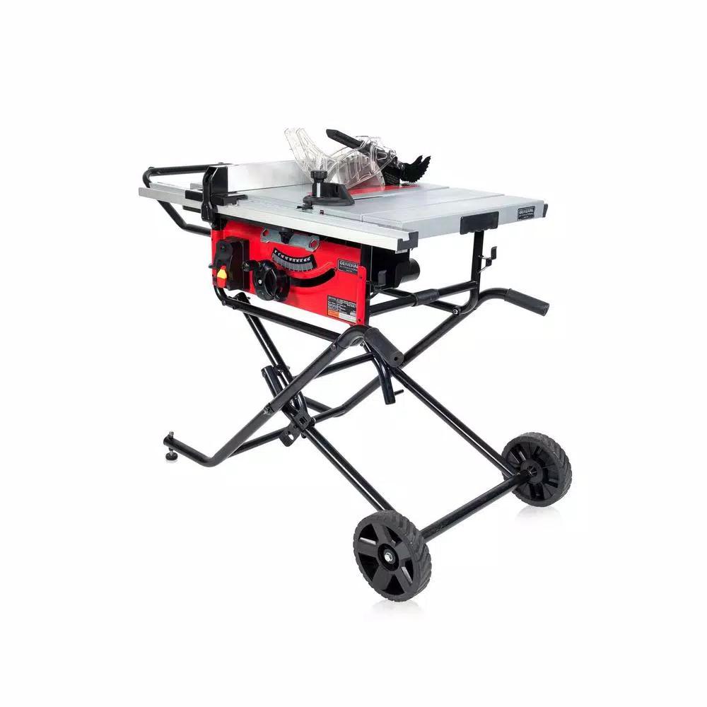 General International 10 in. 15 Amp Commercial Portable Table Saw with Extendable Stand