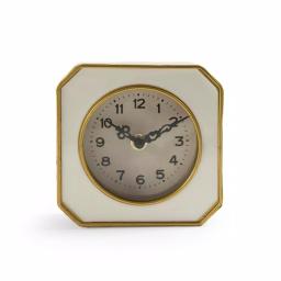 Zentique White and Gold Rounded Square Analog Desk Clock with Quartz Movement thumbnail 1
