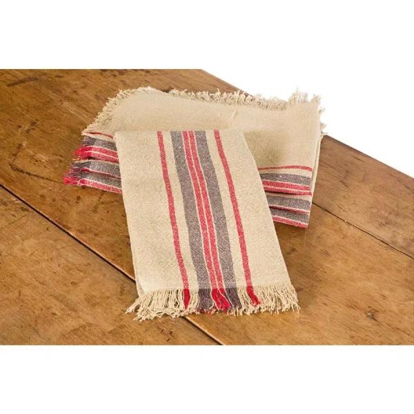 Xia Home Fashions Natural Linen Stripe Tea Towels, 14 x 22 in, Set of 4