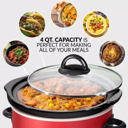 Taco Tuesday 4 Qt. Slow Cooker with Cool-Touch Handles, Red thumbnail 6