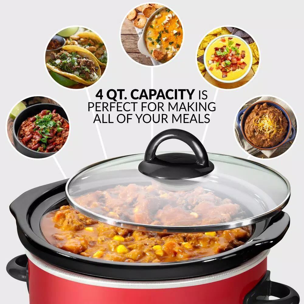 Taco Tuesday 4 Qt. Slow Cooker with Cool-Touch Handles, Red