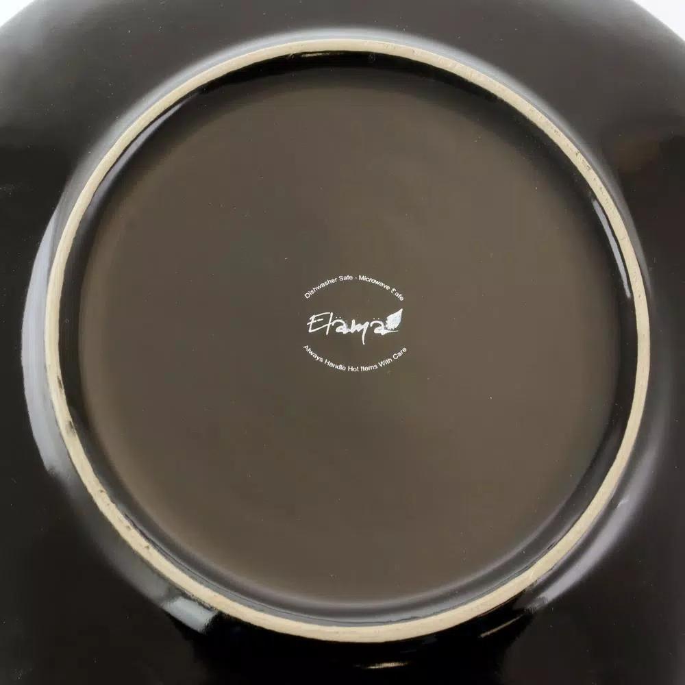 Elama Floral Accents 16-Piece Blue Stoneware Dinnerware Set, Service for 4