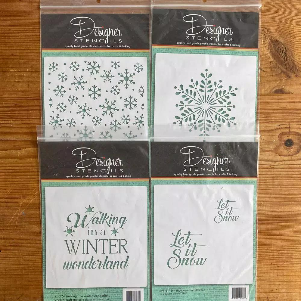 Designer Stencils Winter Wonderland & Let It Snow Cookie Stencil Bundle - 4 Pattern Set