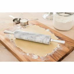 Fox Run White Marble Rolling Pin with Aluminum Handles and Marble Base thumbnail 3