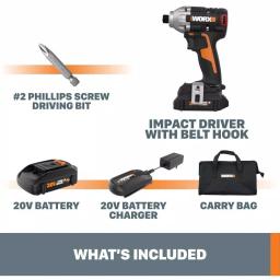 Worx 20V Brushless 3-Speed 1/4 in. Hex Impact Driver with Quick Change Chuck (Tool Only) thumbnail 2