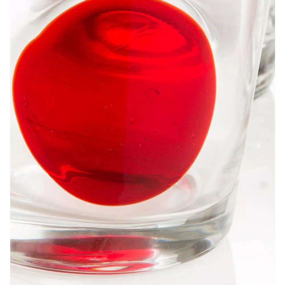 Abigails 8 oz. Clear Glass Double Old Fashioned Tumblers with Red Dot Design, Set of 4