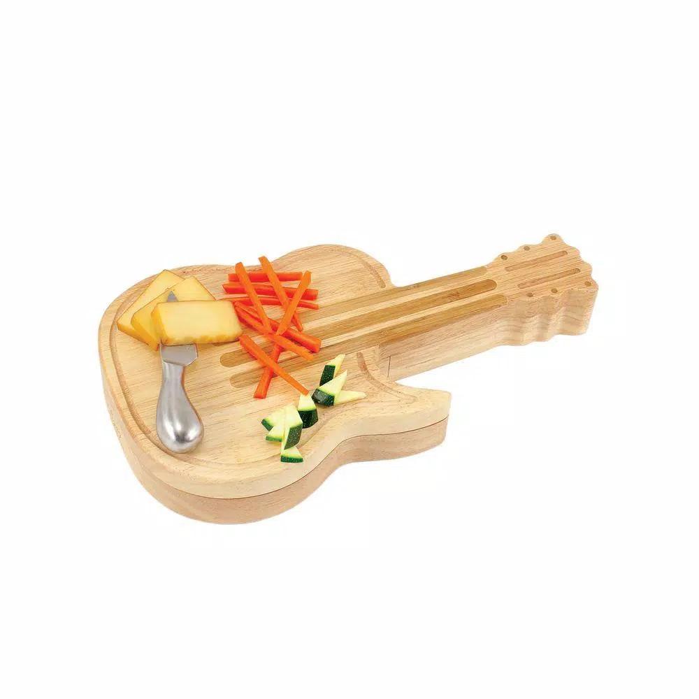 Legacy Picnic Time Guitar Cheese Board and Tool Set with Bamboo Inlays