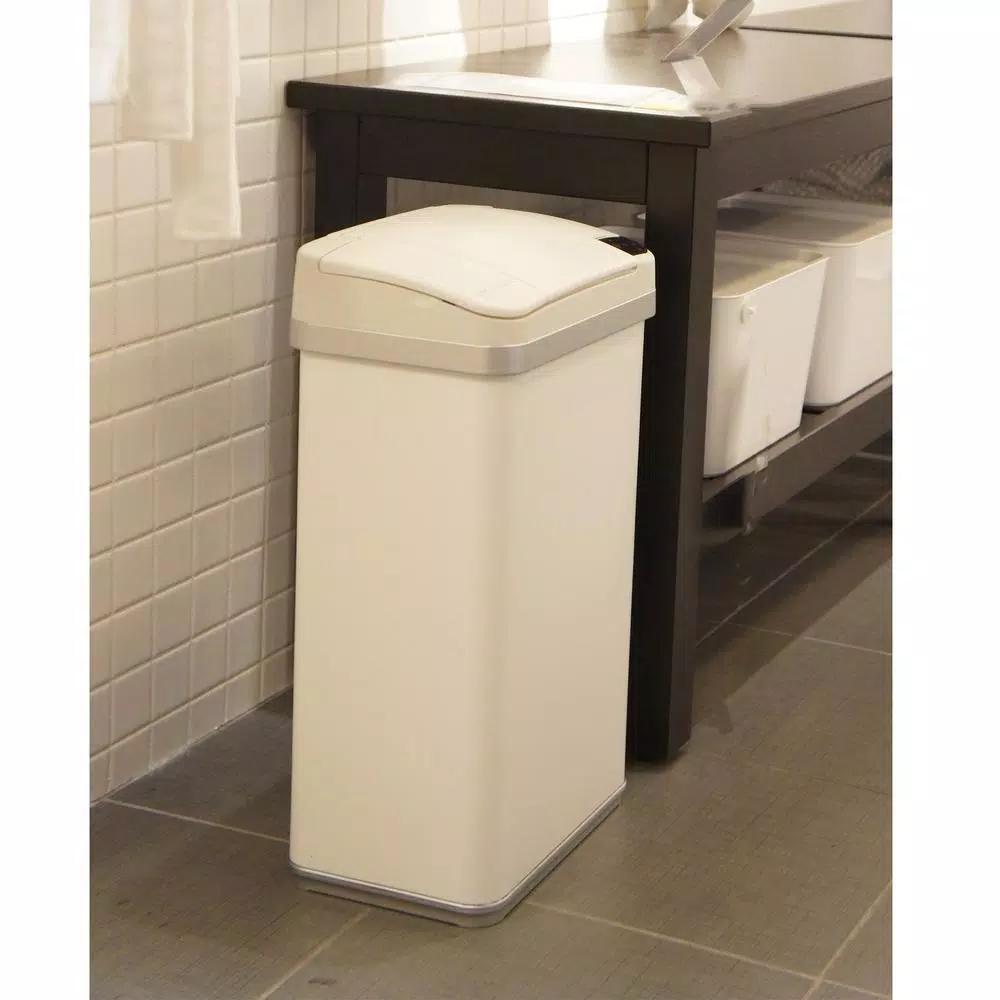 iTouchless 4 Gallon Touchless Sensor Trash Can with AbsorbX Odor Control, Pearl White