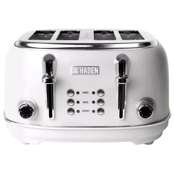 Haden Heritage 4-Slice Retro Wide Slot Toaster, 1500W, White