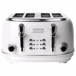 Haden Heritage 4-Slice Retro Wide Slot Toaster, 1500W, White thumbnail 1