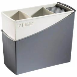 Hutzler Cutlery Drainer and Flatware Caddy with Knife Slots, Gray thumbnail 1