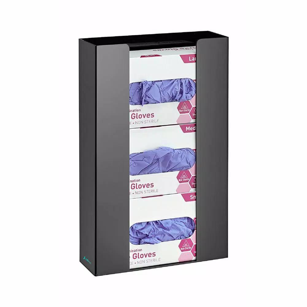 AdirMed Triple Box Capacity Acrylic Black Glove Dispenser