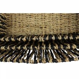 LITTON LANE Handmade Black and Natural Striped Palm Leaf and Seagrass Basket Tray Set of 3 thumbnail 4