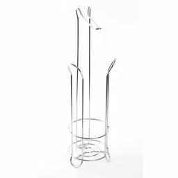 Basicwise Chrome Wire Metal Freestanding Toilet Paper Holder and Magazine Storage Rack thumbnail 3