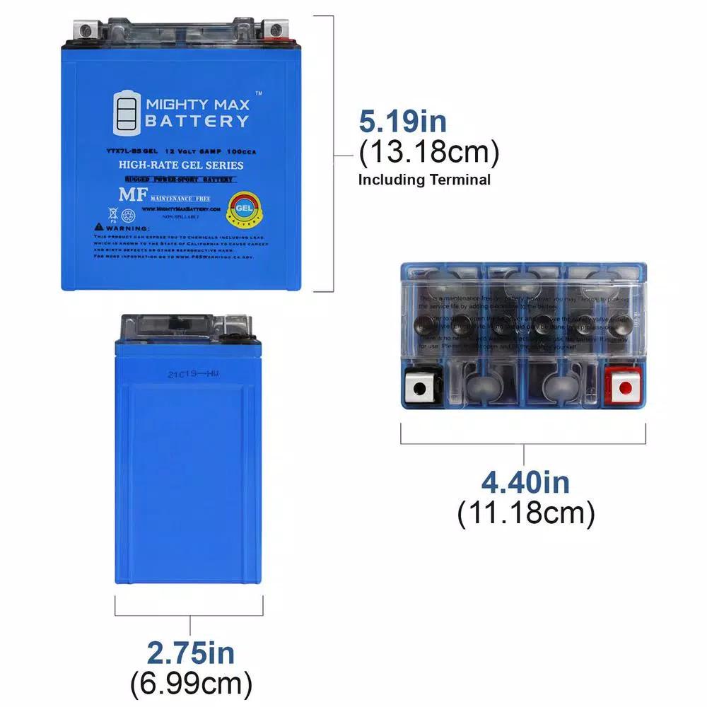 MIGHTY MAX BATTERY Mighty Max YTX7L-BSGEL 12V 6Ah 100 CCA Maintenance Free GEL Sealed Lead Acid Battery