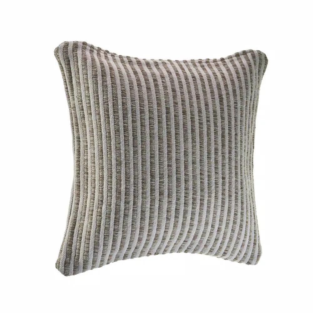LR Home Beige and Cream Striped 22 in. x 22 in. 100% Cotton Throw Pillow